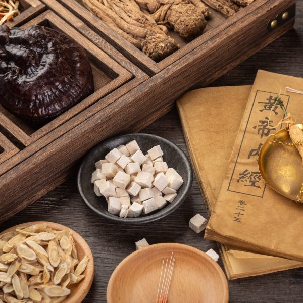 Ginseng and traditional Chinese medicine on the table